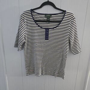 Lauren Ralph Lauren Petite Ribbed Stripe Top Size P/L – Nautical Classic